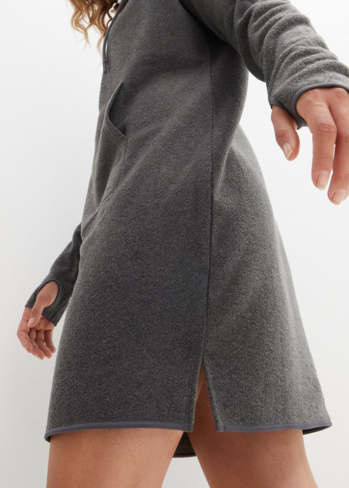 Fleece-Kleid mit Känguru-Tasche