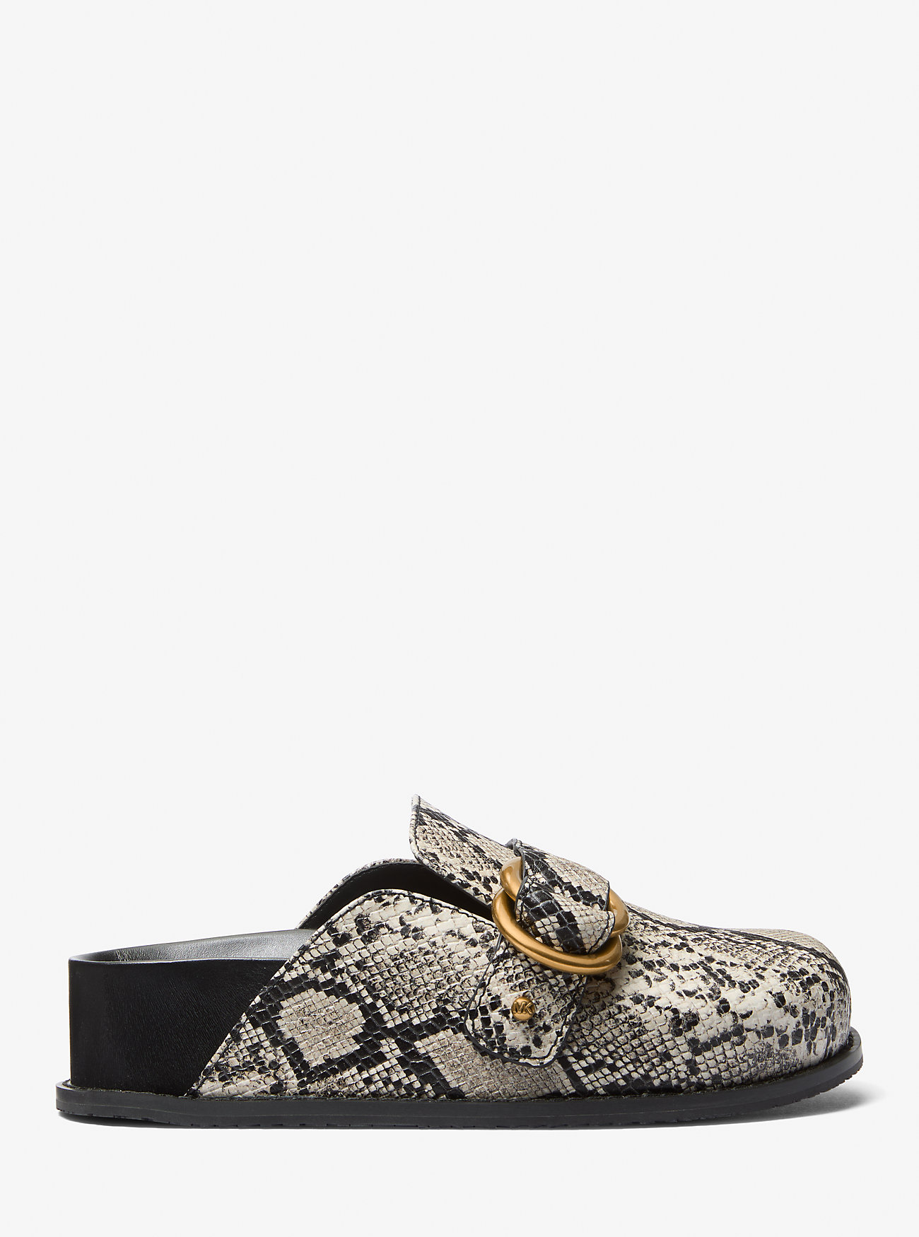 Jaden Snake Embossed Leather Clog - NATURLIG