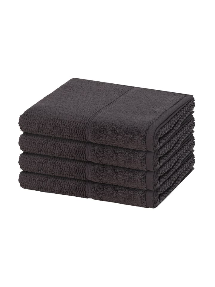 Möve for Frottana 4 X Handtuch im Set Pearl in Graphite günstig kaufen 50 x 100 cm