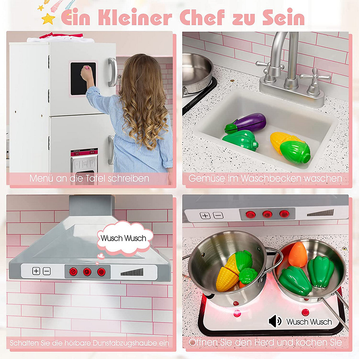 Spielküche mit Sound & Licht inkl. Schürze & Spielzubehör