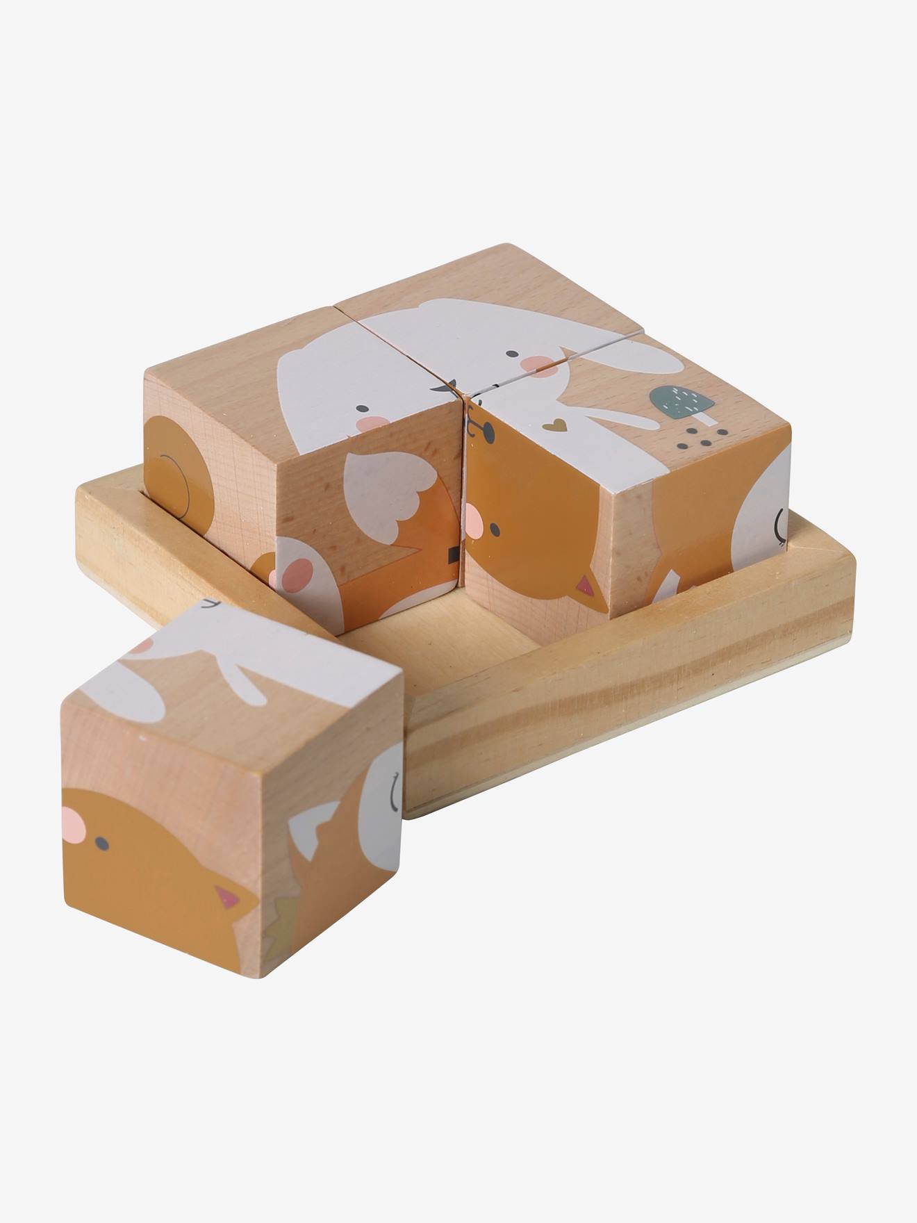 Puzzle 4 cubes Forêt Enchantée en bois FSC® multicolore