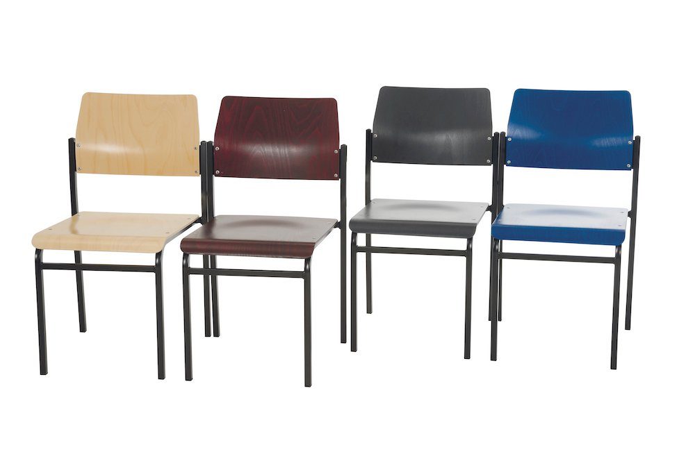 PROREGAL® Stapelstuhl Stapelbare Besucherstühle Newark, HxBxT 70x42x42cm, tdw 110kg, Schwarz