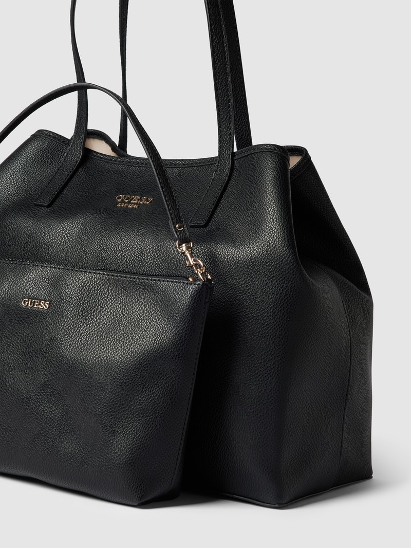 Shopper mit Label-Details Modell 'VIKKY' in schwarz