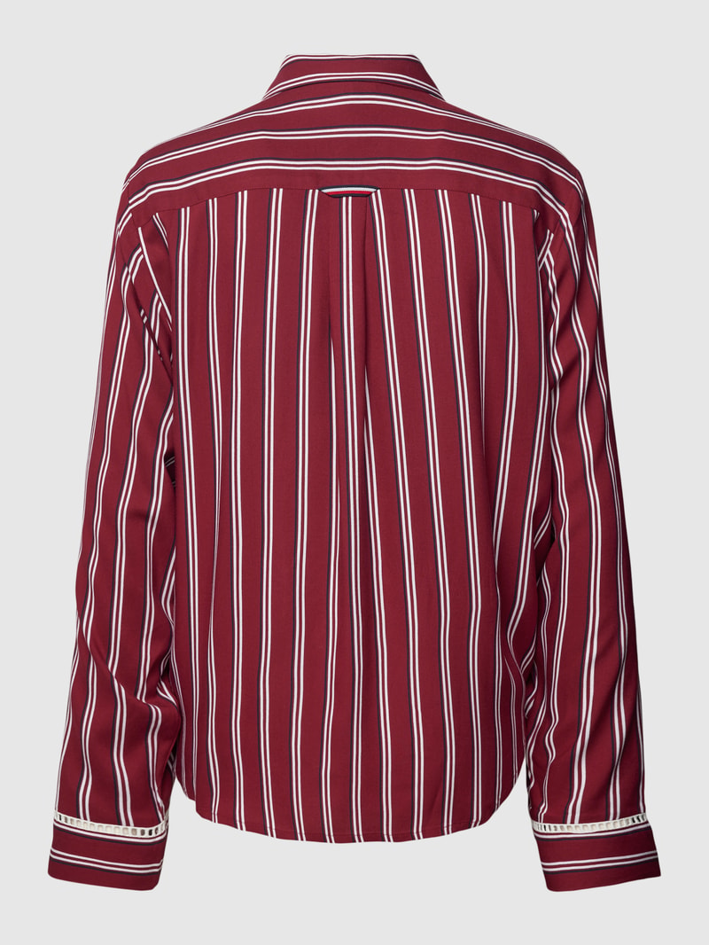 Pyjama-Oberteil mit Streifenmuster in bordeaux rot