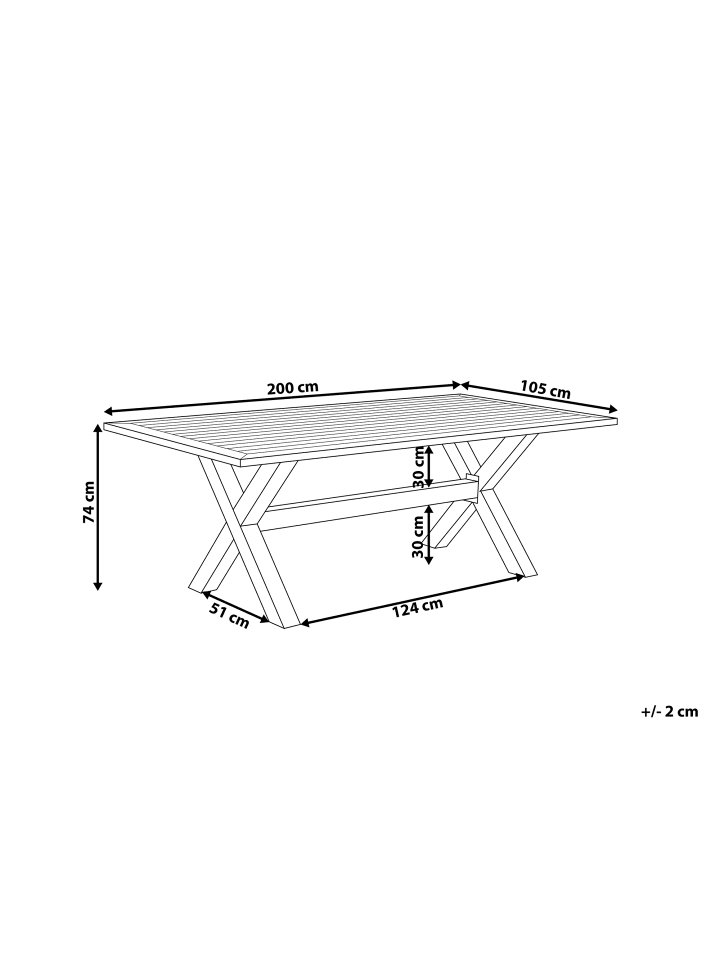 Beliani Gartentisch CASCAIS in Grau - (W) 105 x (H) 74 x (L) 200 cm günstig kaufen onesize
