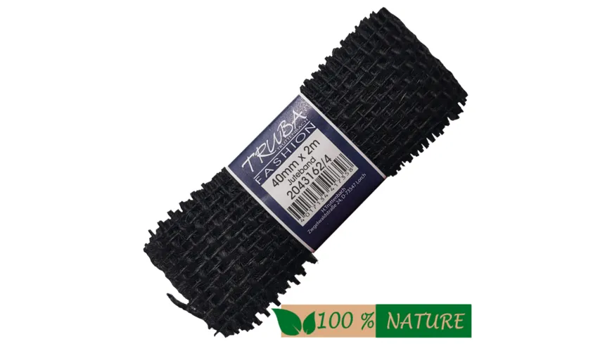 TRUBA 100% Natur Juteband schwarz 2 m
