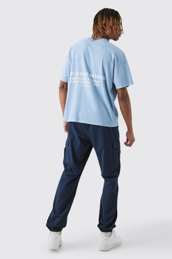 Tall Slim-Fit Twill Cargo-Hose mit elastischem Bund