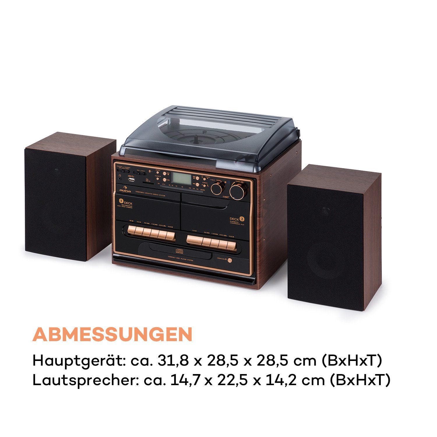 Auna 388-BT Wood Stereoanlage (UKW/MW-Radio, 10 W)