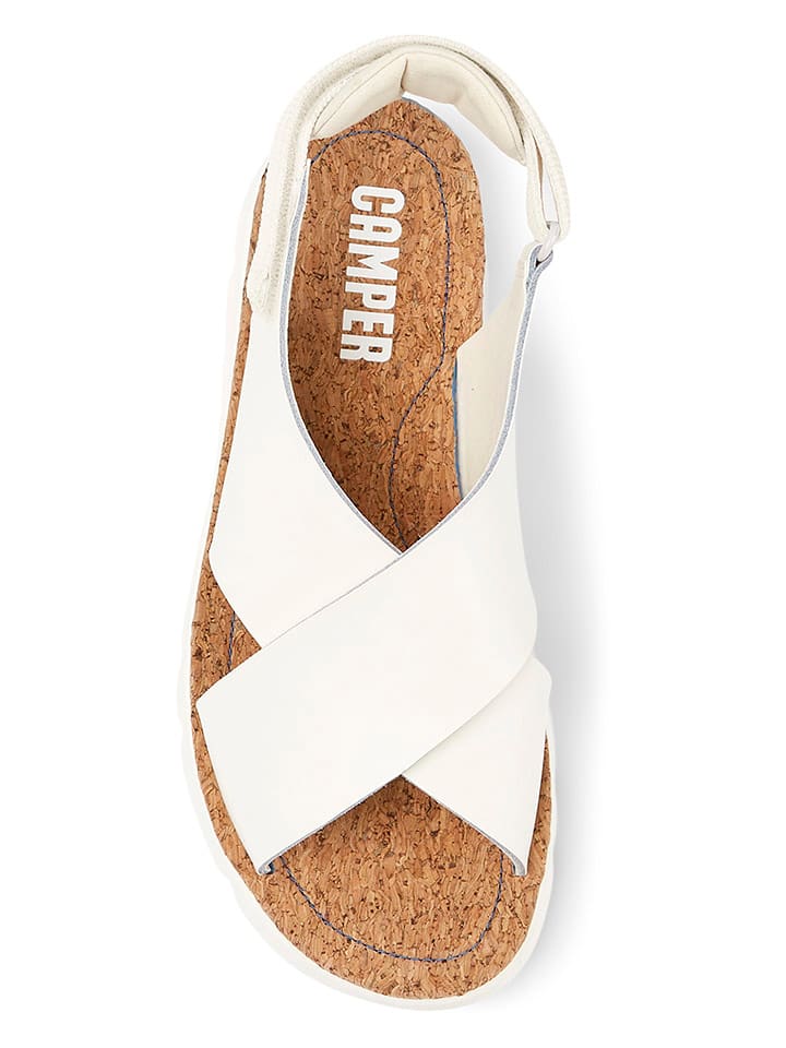 Camper Leder-Sandalen in Weiß günstig kaufen