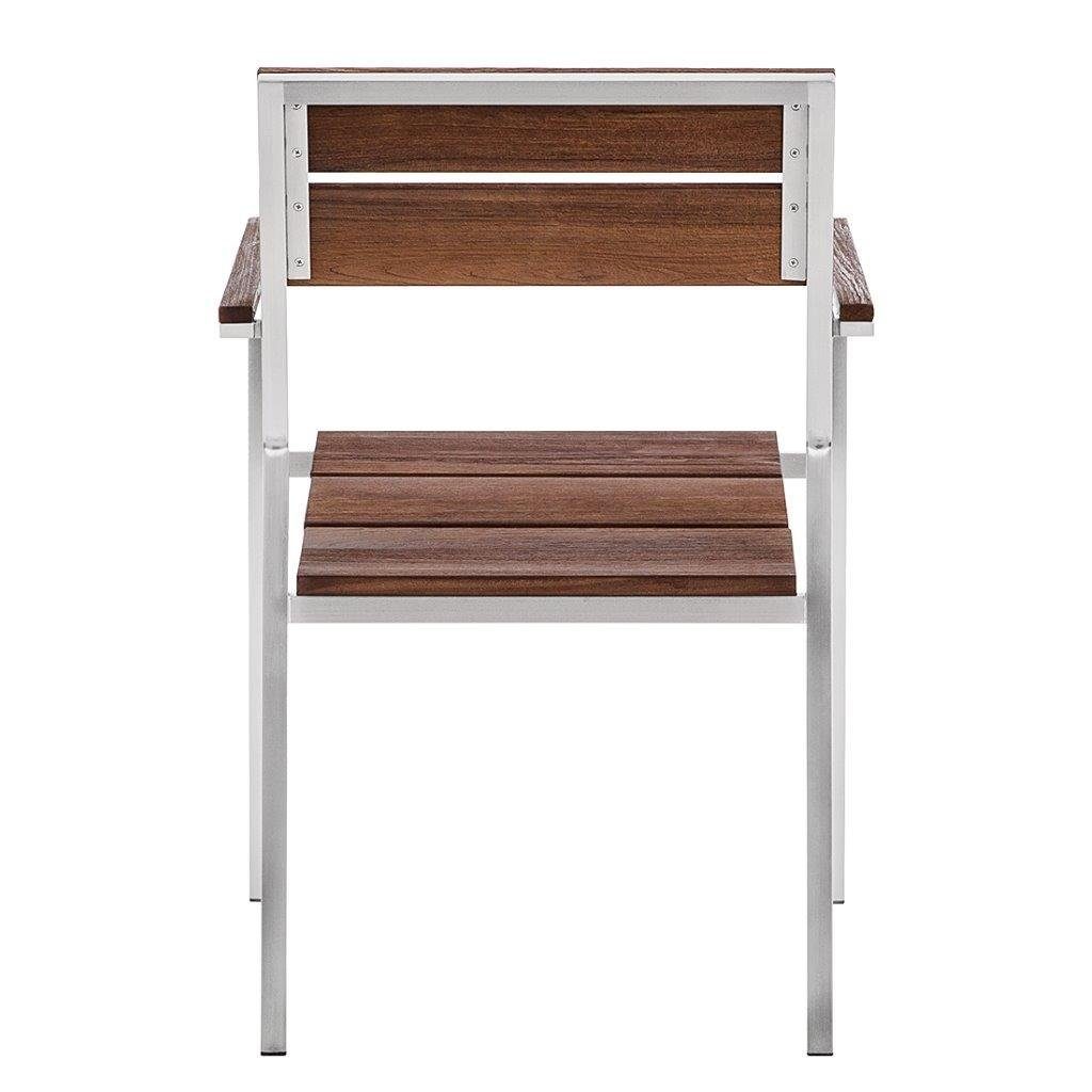 Home Feeling Gartenstuhl 2er Set Stapelstuhl Teakholz Edelstahl Soho, braun, ca. 56x61x86 cm