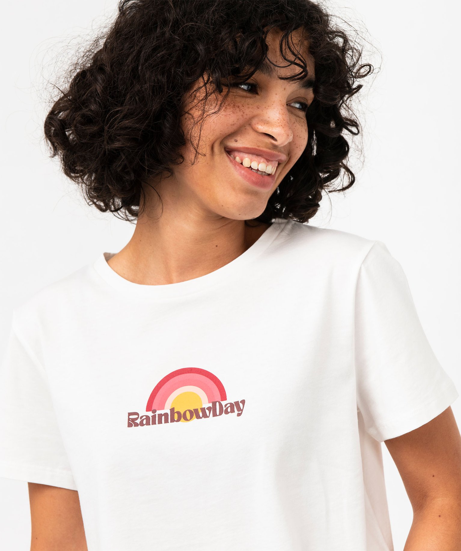 Tee-shirt manches courtes en coton à message femme beige | GEMO