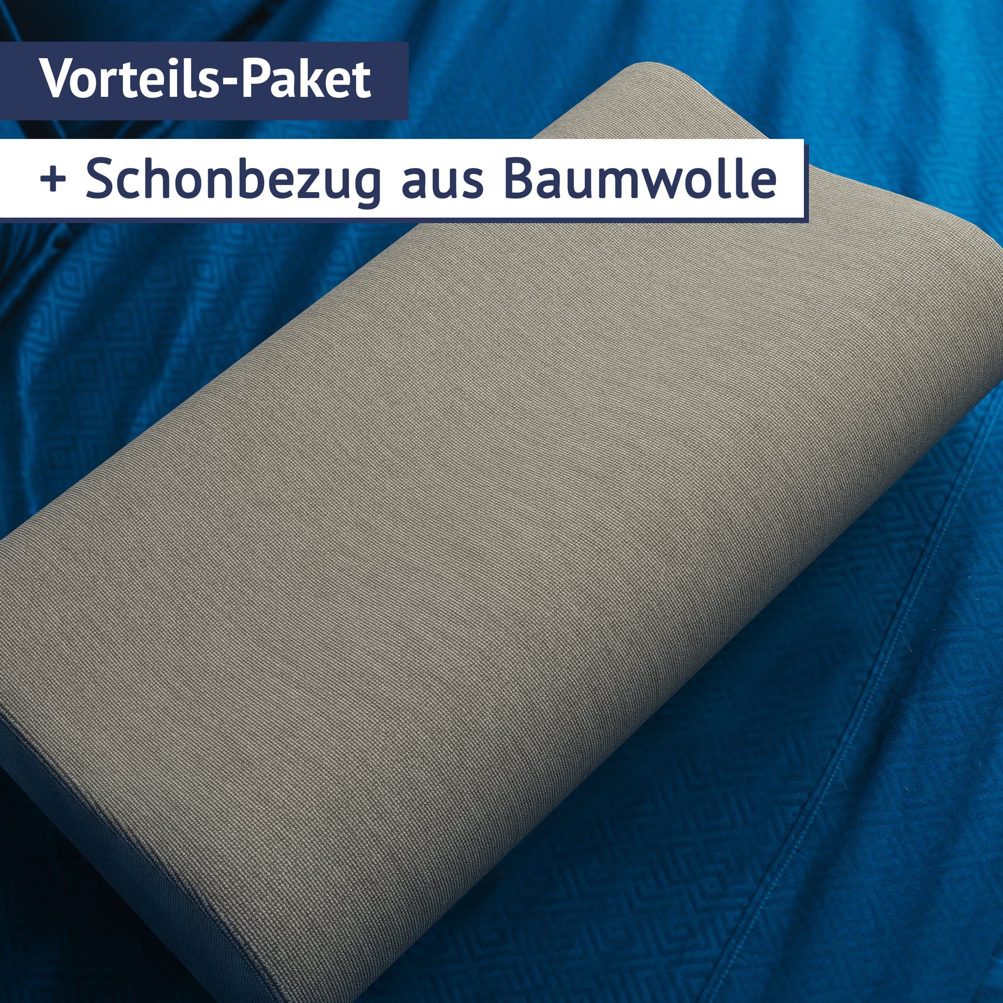 Nackenstützkissen Ergo Vario, casimum, Füllung: Memory Foam, Bezug: Grau, ergonomisches Nackenstützkissen, höhenverstellbar 60x30cm grauer Bezug