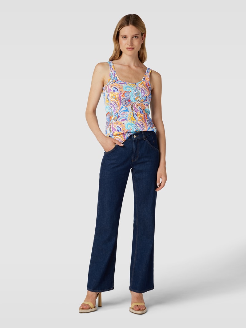 Top mit Allover-Muster in blau