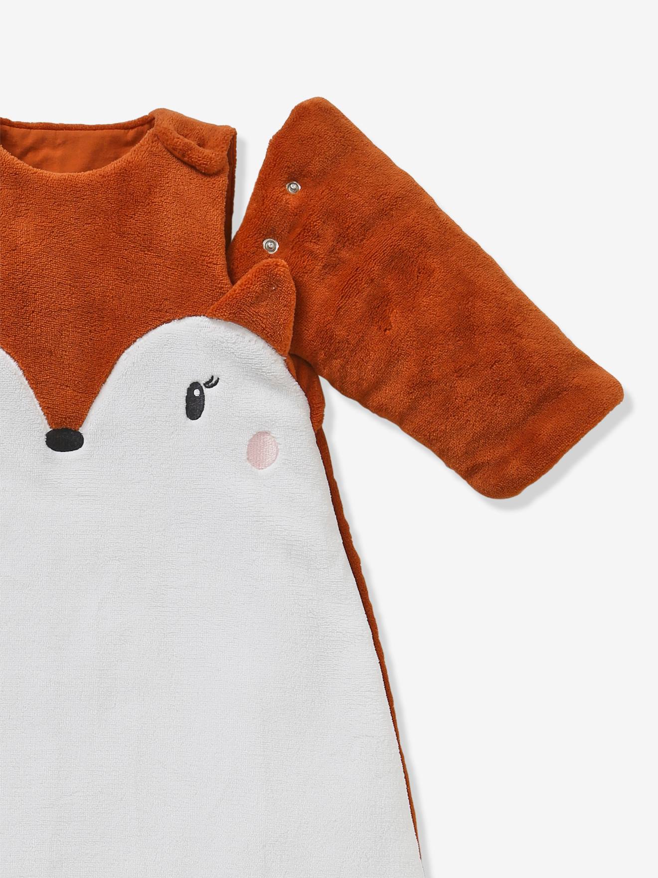 Vertbaudet Baby Winterschlafsack EICHHÖRNCHEN, Ärmel abnehmbar Oeko Tex - wollweiß/rot
