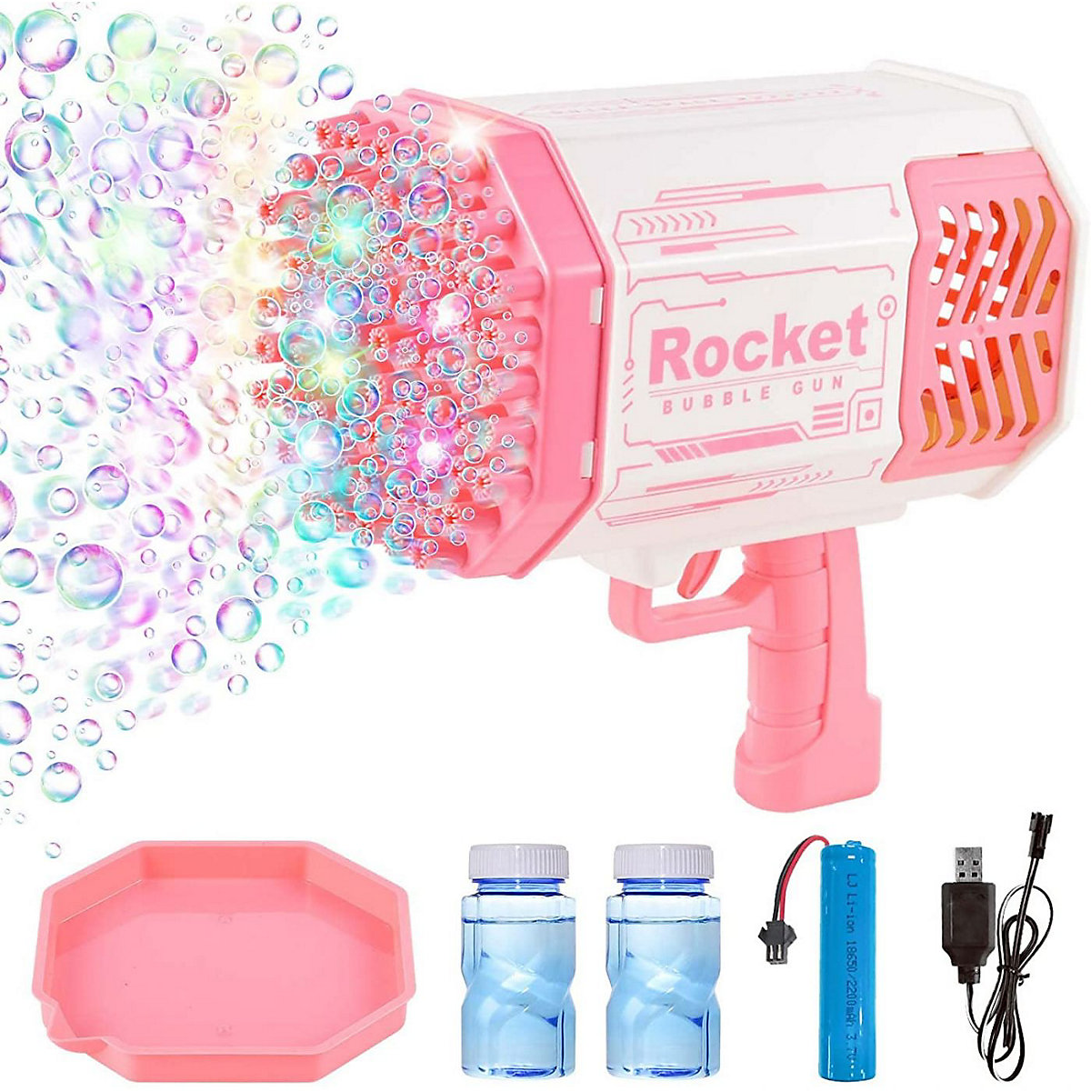 Seifenblasenmaschine Bubble Machine Elektrische Wasserpistole Outdoor Spielzeug - 69 Löcher Seifenblasen Hochzeit Toy Gun Mit Lichtern - Bubble Für Halloween Party Hochzeit Bubble 69 Loch Seifenblas