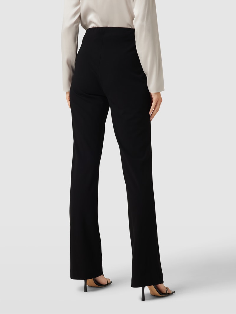 Flared Stoffhose mit elastischem Bund in schwarz