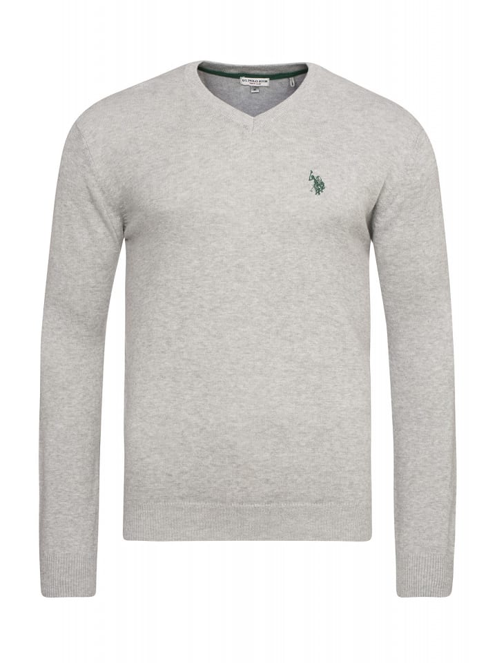 U.S. Polo Assn. U.S. Polo Assn. V-Neck Pullover in GRAU-MELANGE günstig kaufen