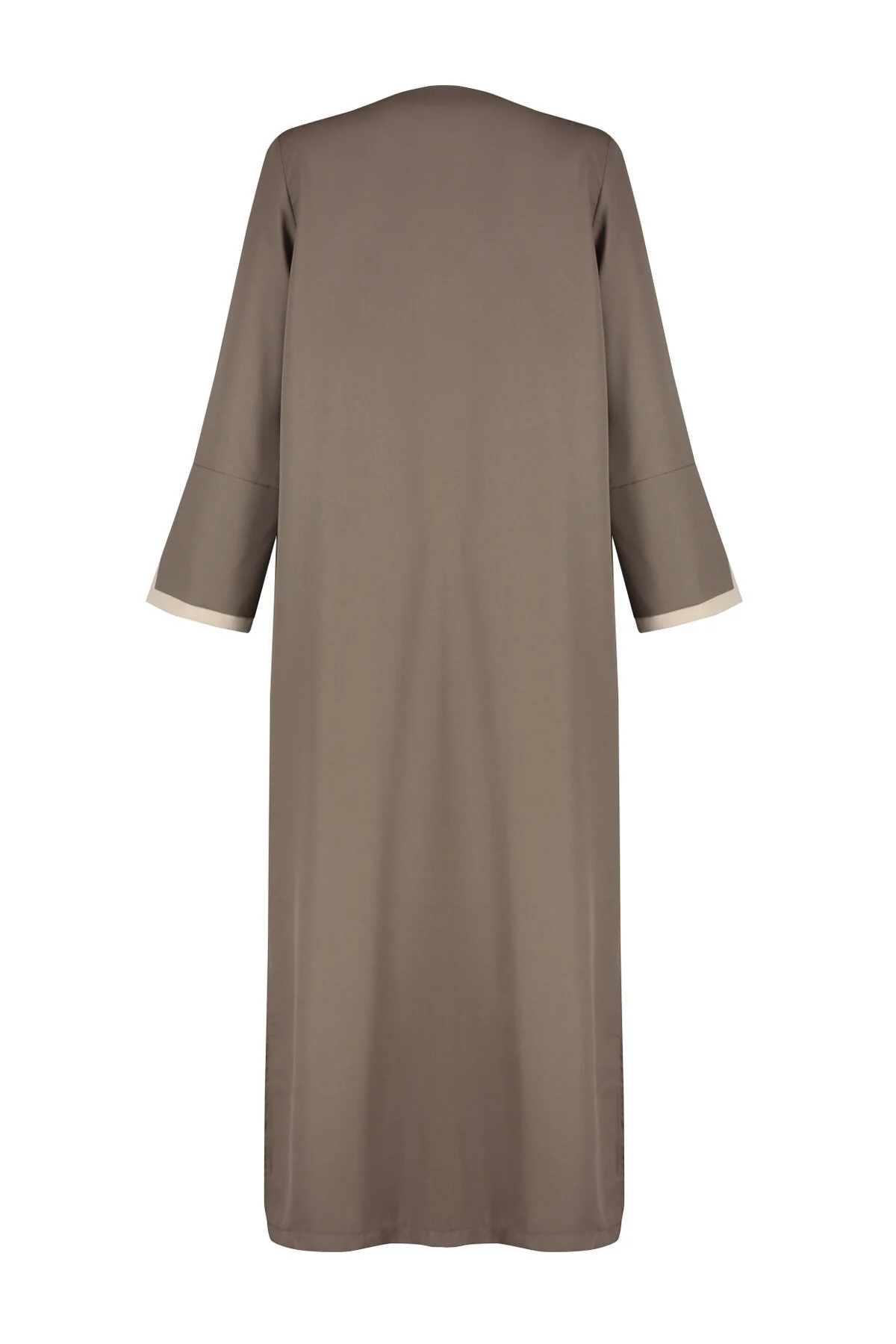 Trendyol Modest  Braune, steinfarbene, lange, gewebte Aerobin-Kappe & Ferace & Abaya TCTSS24KF00011