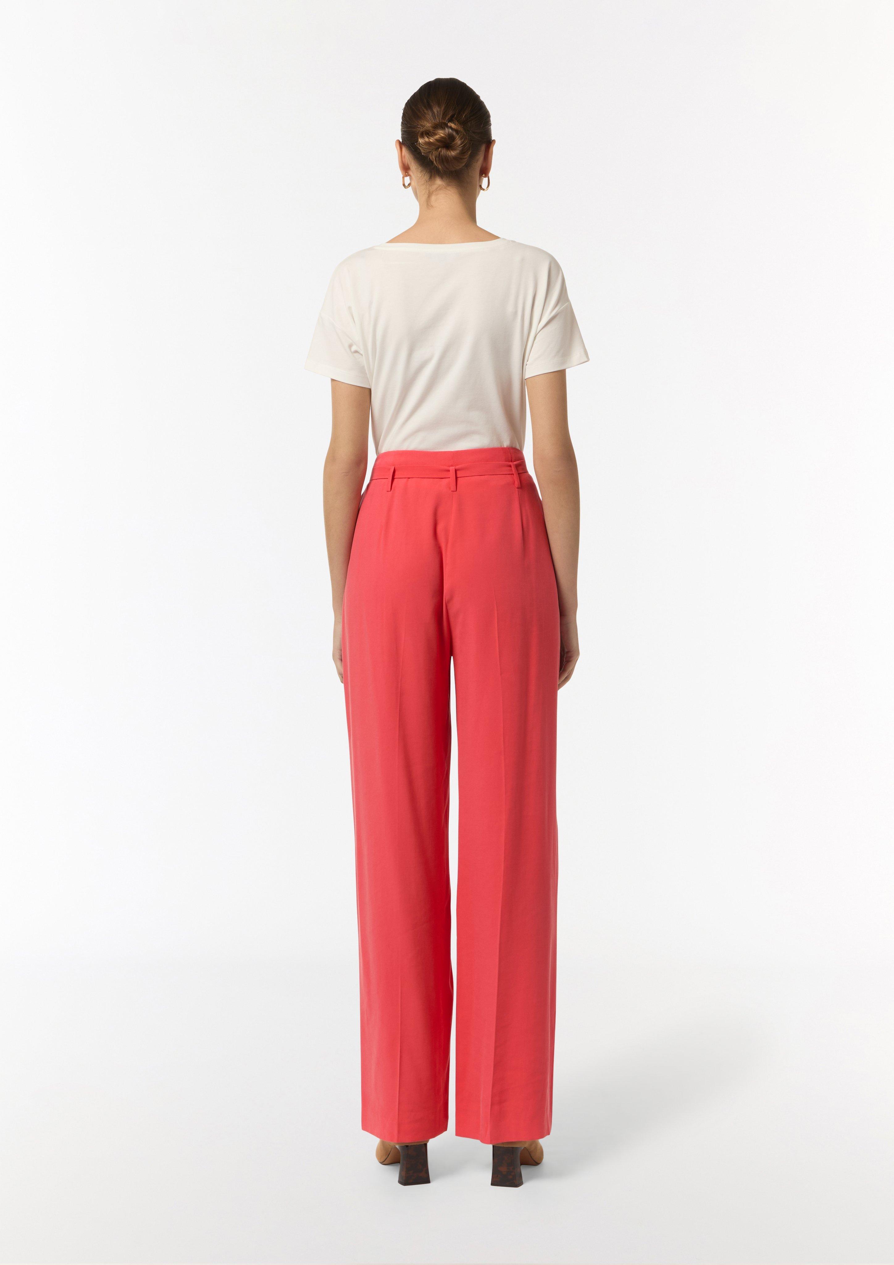 Loose: Weite Hose aus Piqué - korallrot