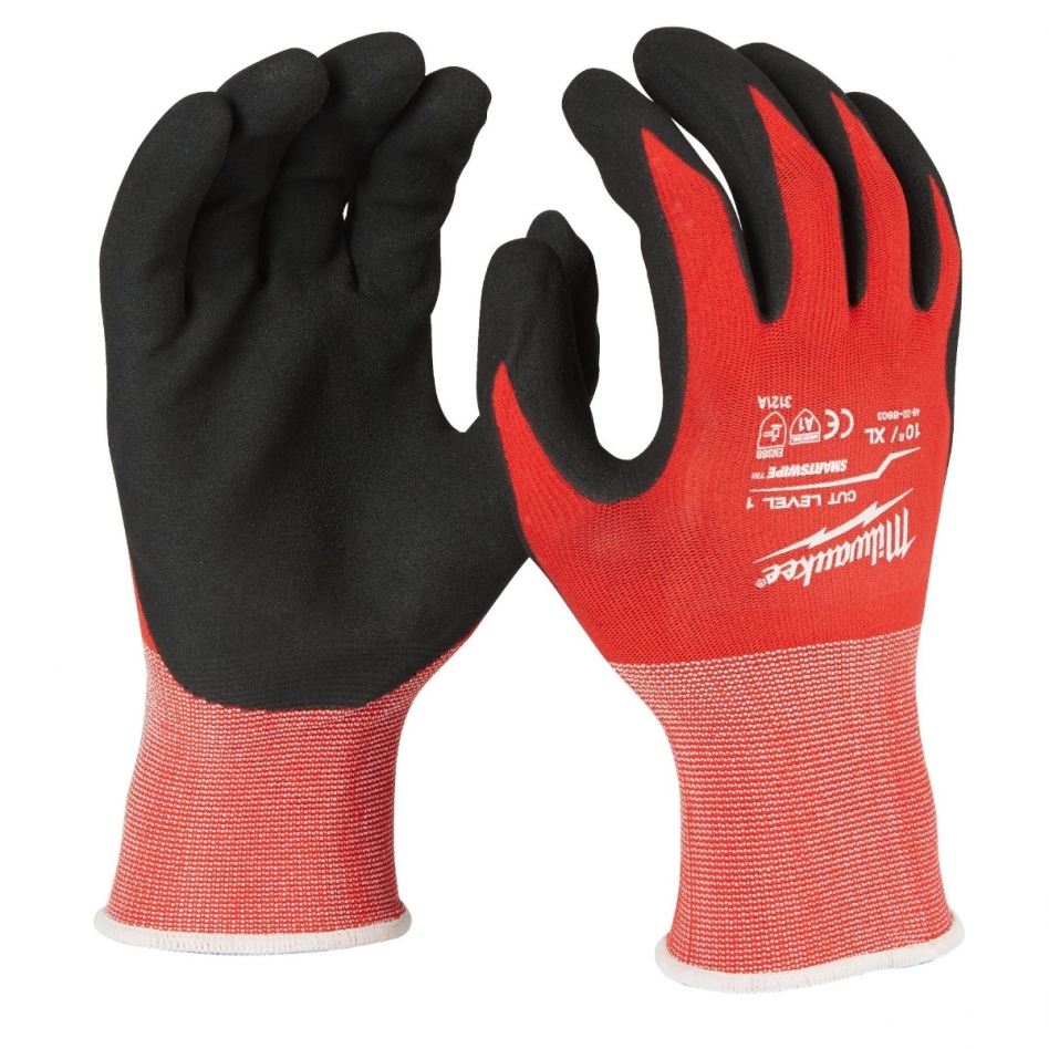 Milwaukee Accessoires 4932471616 Gedipte Werkhandschoenen Snijklasse 1/A 12 Paar Maat 10/XL