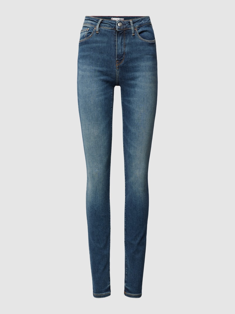 Slim Fit Jeans mit Label-Details Modell 'COMO' in dunkelgrau