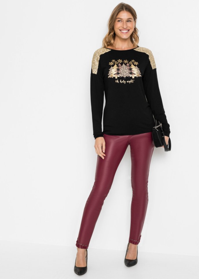 Oversize-Shirt mit Weihnachtsmotiv und schönen Pailletten