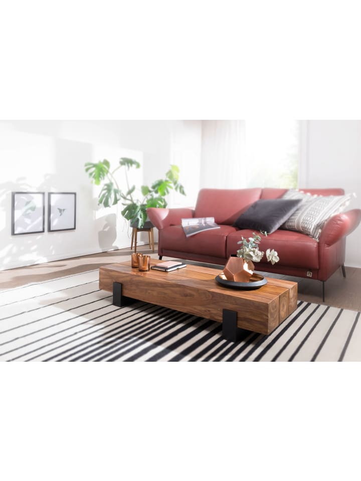 KADIMA DESIGN Couchtisch 115x22x44cm Massivholz / Metall Sofatisch, Design günstig kaufen onesize