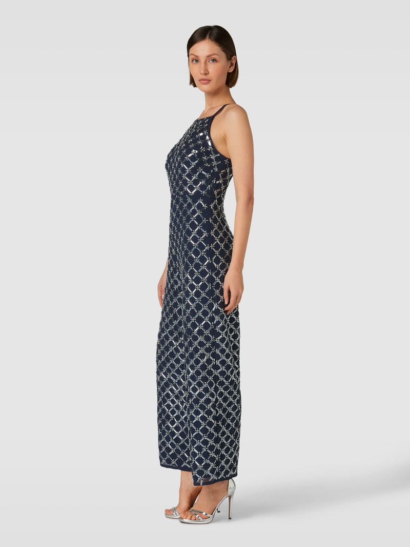 Jumpsuit mit Strasssteinbesatz in marineblau