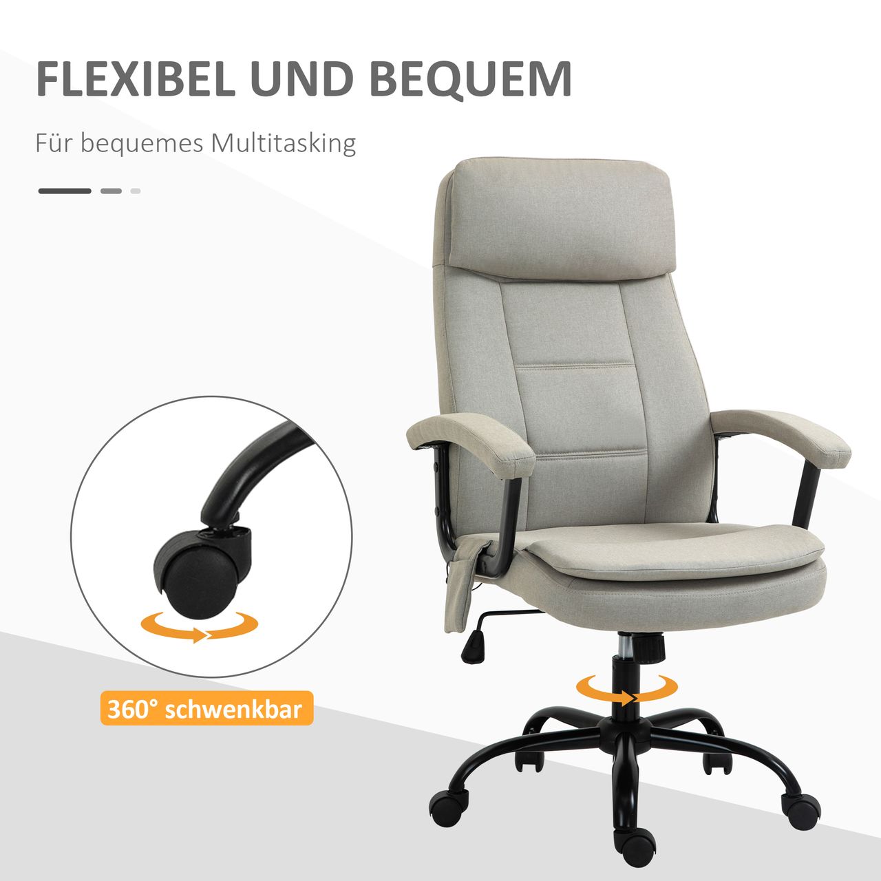 Vinsetto Massagebürostuhl Lendenwirbelsäulenmassage höhenverstellbar Beige