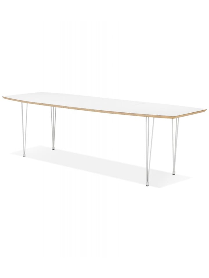 KADIMA DESIGN Ausziehbarer Esstisch aus Holz mit Metallbeinen | Moderner Stil in Weiß-Beige günstig kaufen onesize