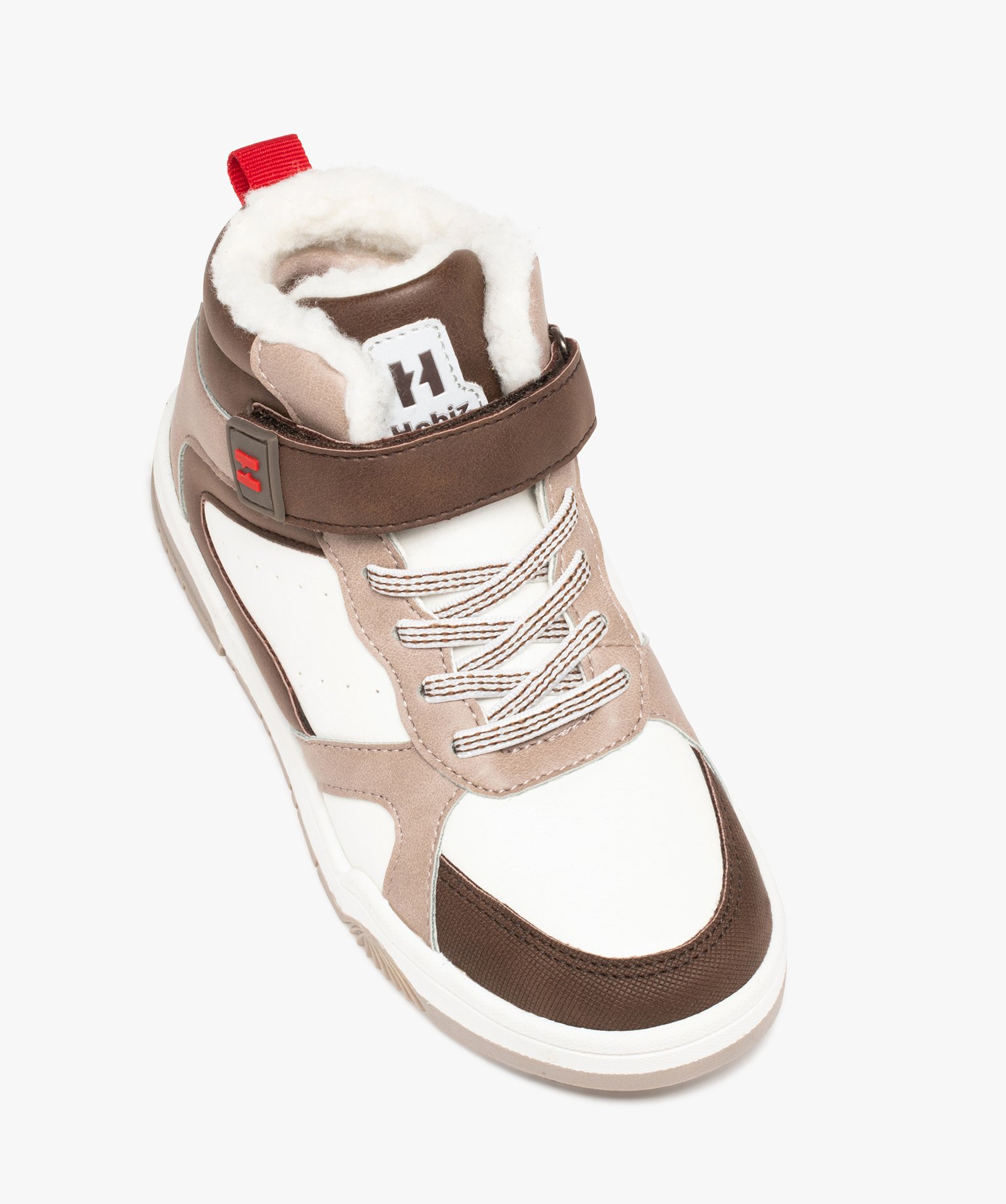 Boots Garçon fourrées dessus bicolores et à scratch - Hobiz taupe | GEMO
