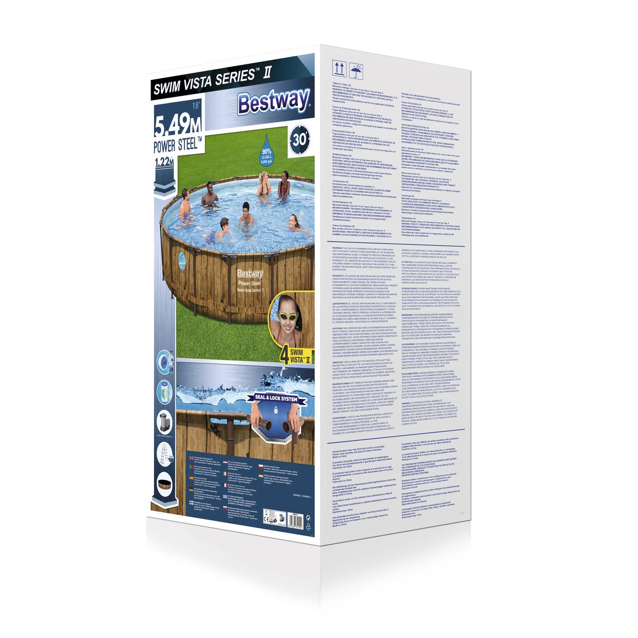 Bestway Power Steel™ Swim Vista Series™ Frame Pool Komplett-Set mit Filterpumpe, Holz-Optik