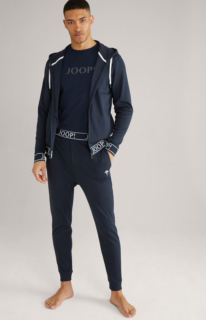 Hoodie-Sweatjacke in Dunkelblau