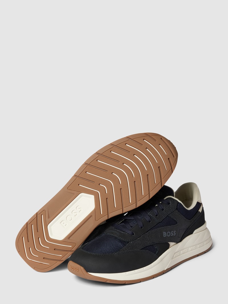 Sneaker aus Leder-Mix Modell 'Kurt' in dunkelblau