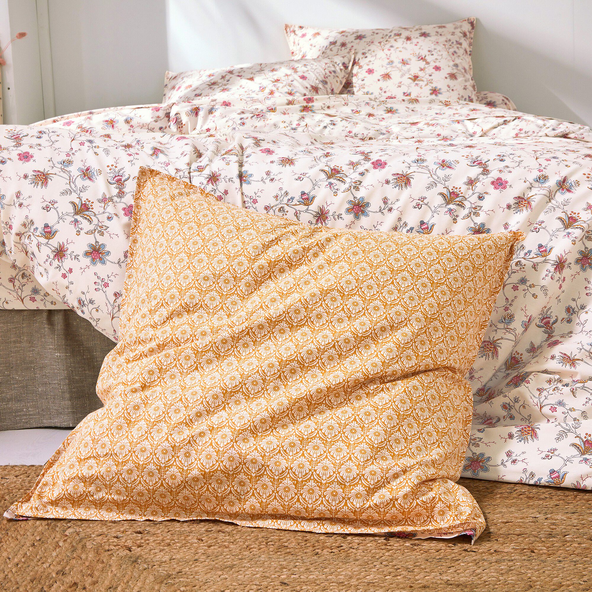 Linge de lit Margaux en coton imprimé fleurs perses
