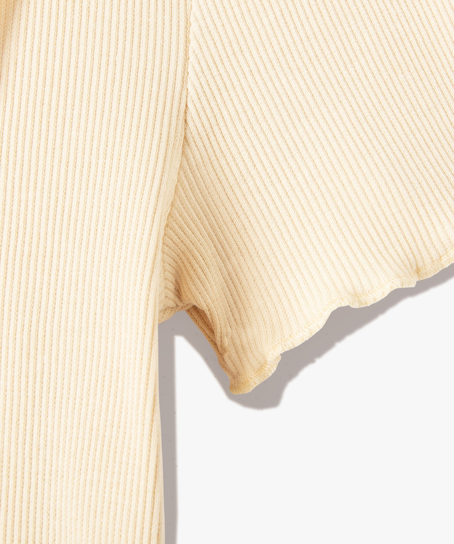 Tee-shirt fille en maille ctelée avec finitions froncées beige clair | GEMO