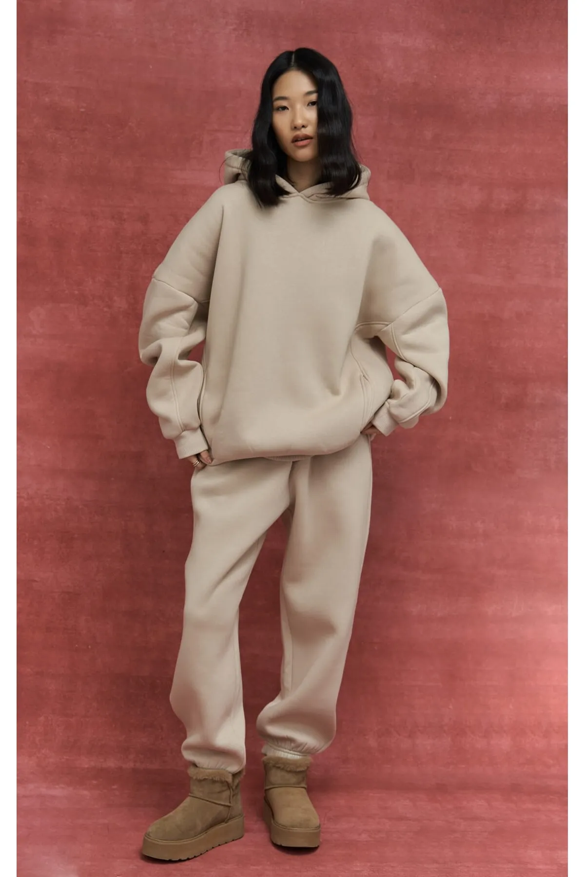 MAİ COLLECTİON  Morgan Bone Oversize-Trainingsanzug-Set