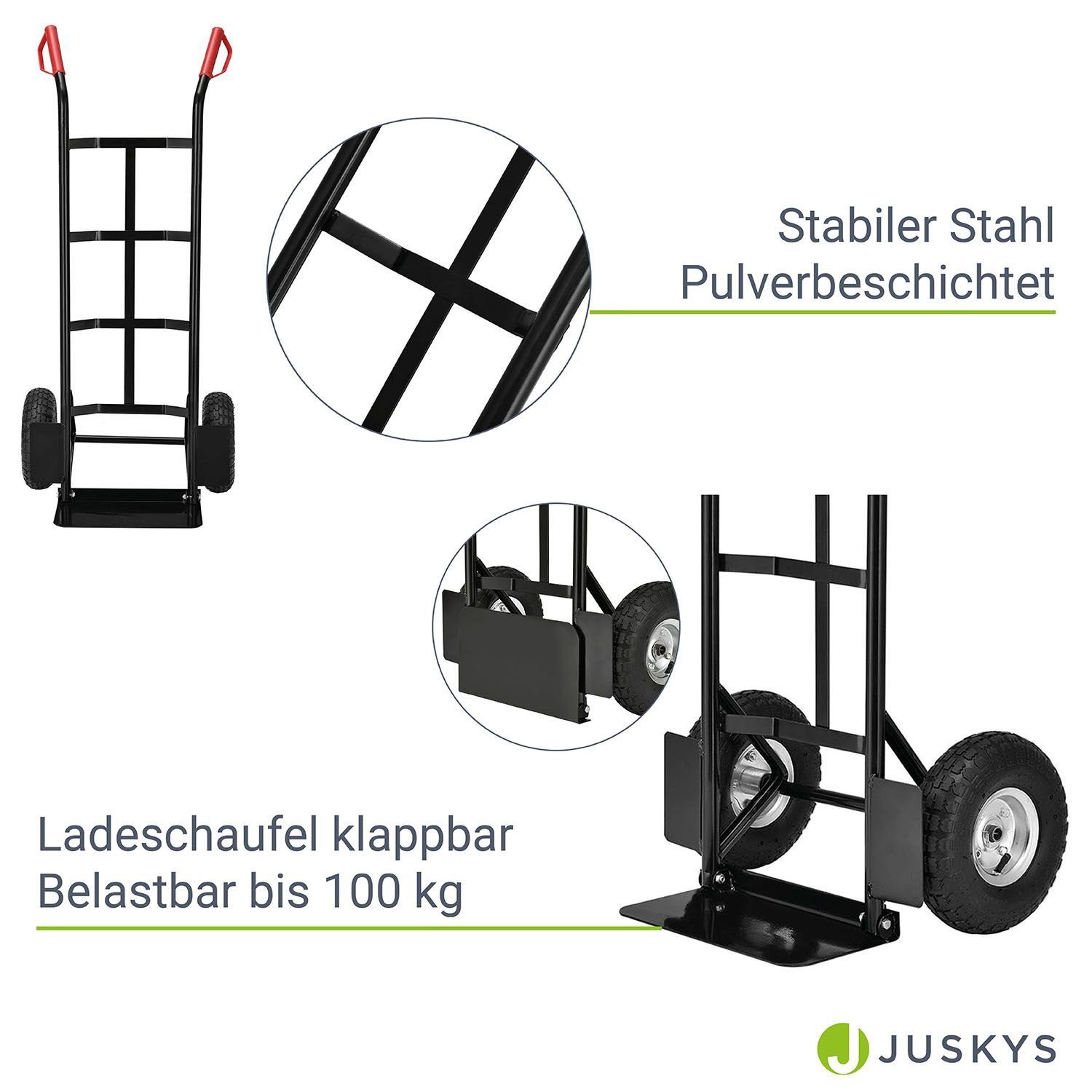 Juskys Sackkarre Basic, klappbar, mit großen Luftreifen und massivem Stahlrahmen, bis 100 kg