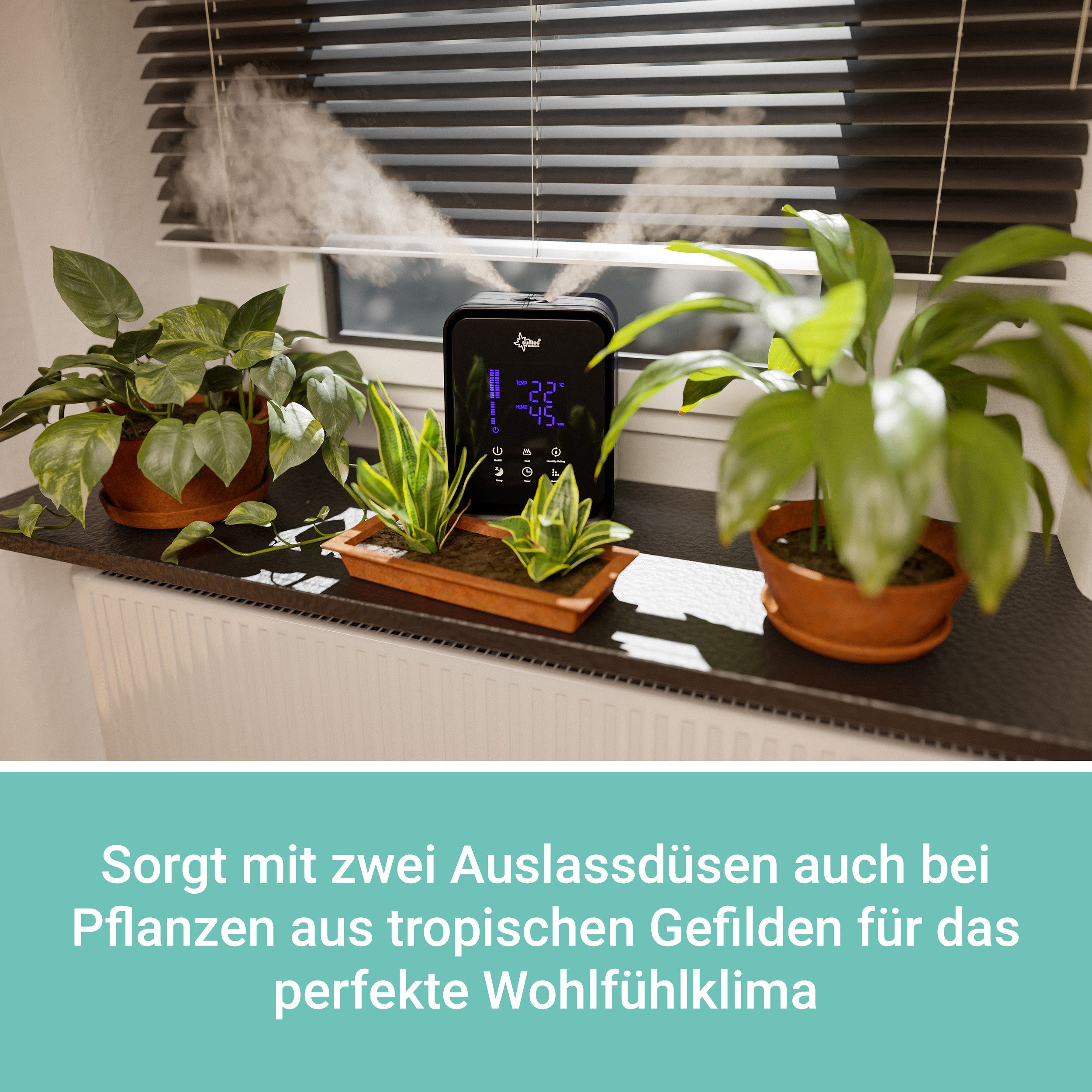 Suntec Wellness Luftbefeuchter Monsun 6000 black, 4,50 l Wassertank, Diffusor mit Aromafunktion, Ultraschallvernebler mit Auto-Abschaltung