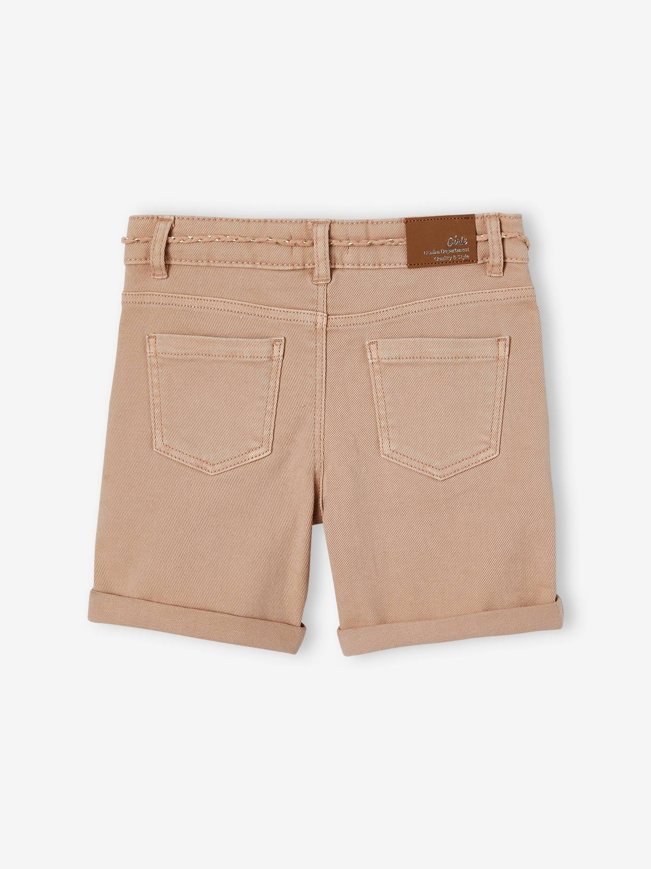 Vertbaudet Mädchen Shorts mit Blumenstickerei - pfirsich