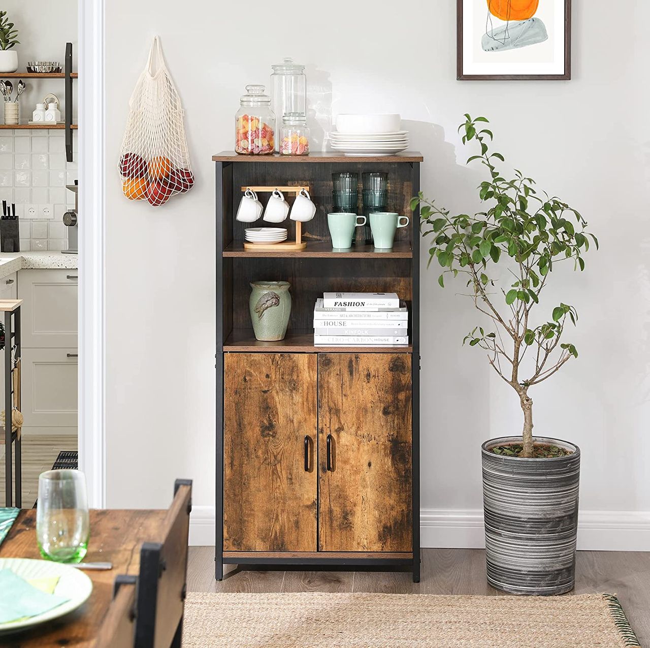 Vasagle Lagerschrank, 60x35x124.5cm, rustikalbraun