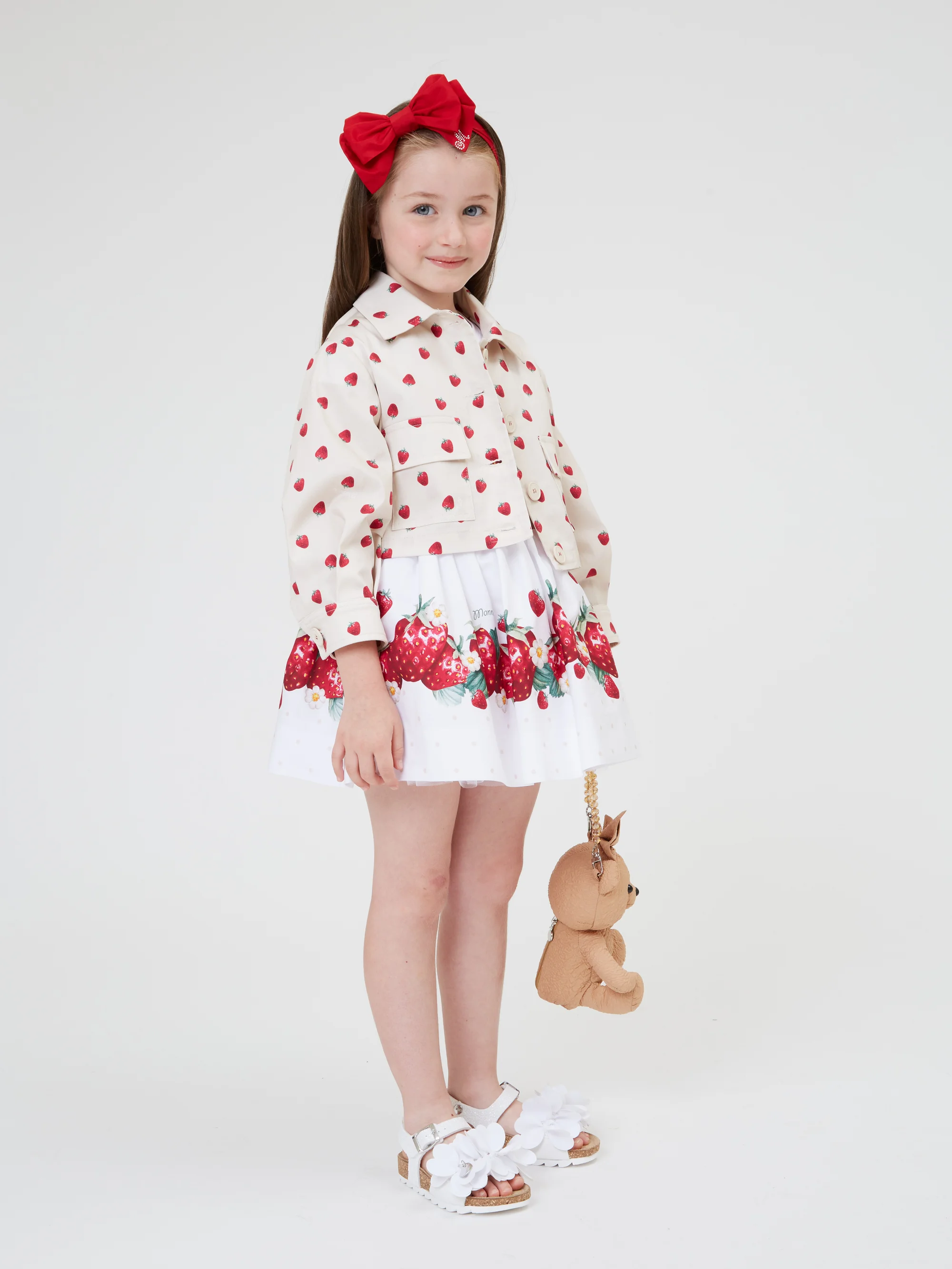 FALDA DE POPELINA FRESA Monnalisa - Minifalda