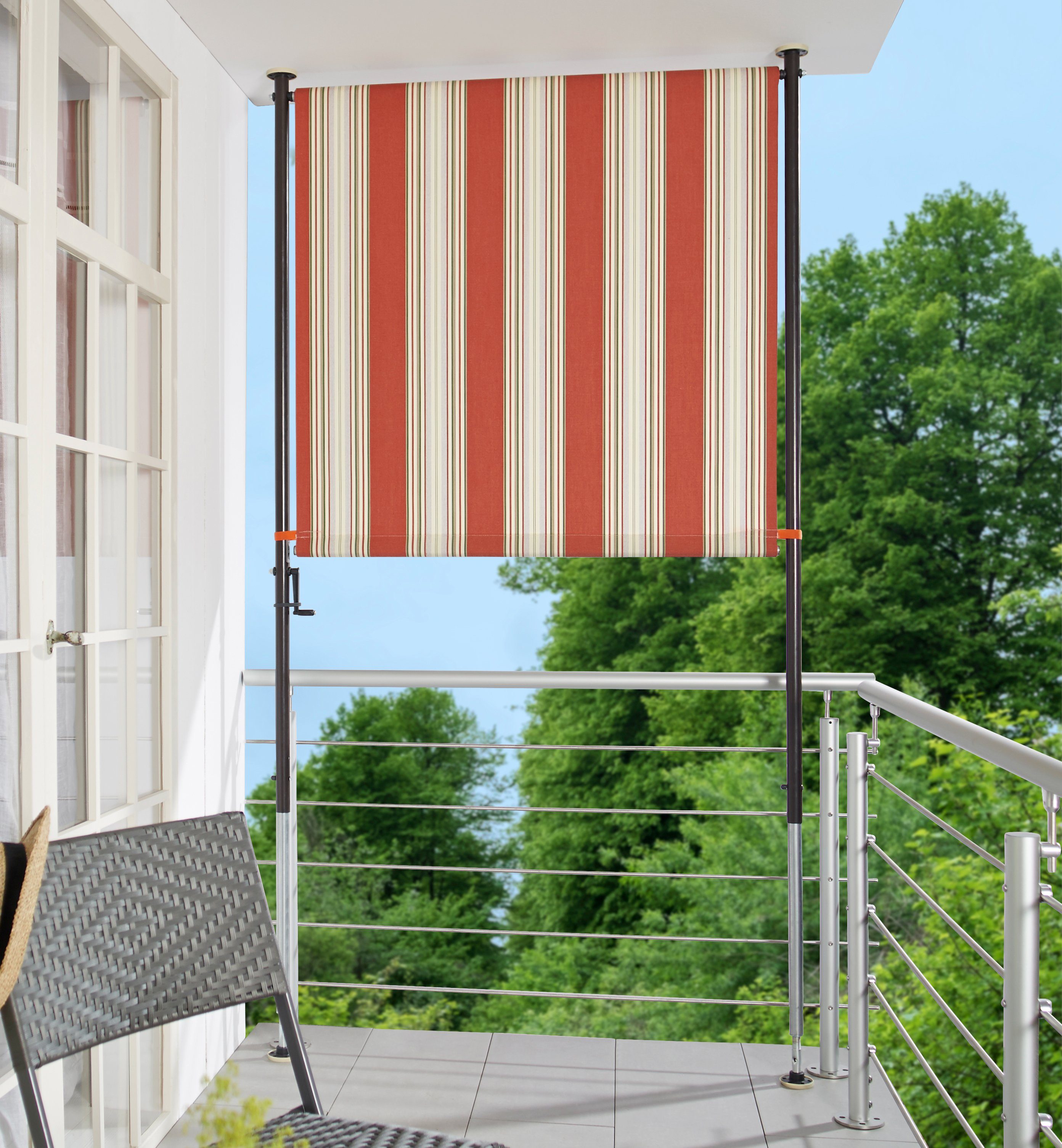 Angerer Freizeitmöbel Klemm-Senkrechtmarkise Nr. 9300 rot/beige, BxH: 150x275 cm