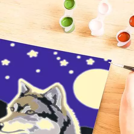 CreArt Wolfsportrait - Malen nach Zahlen für Kinder ab 7 Jahren