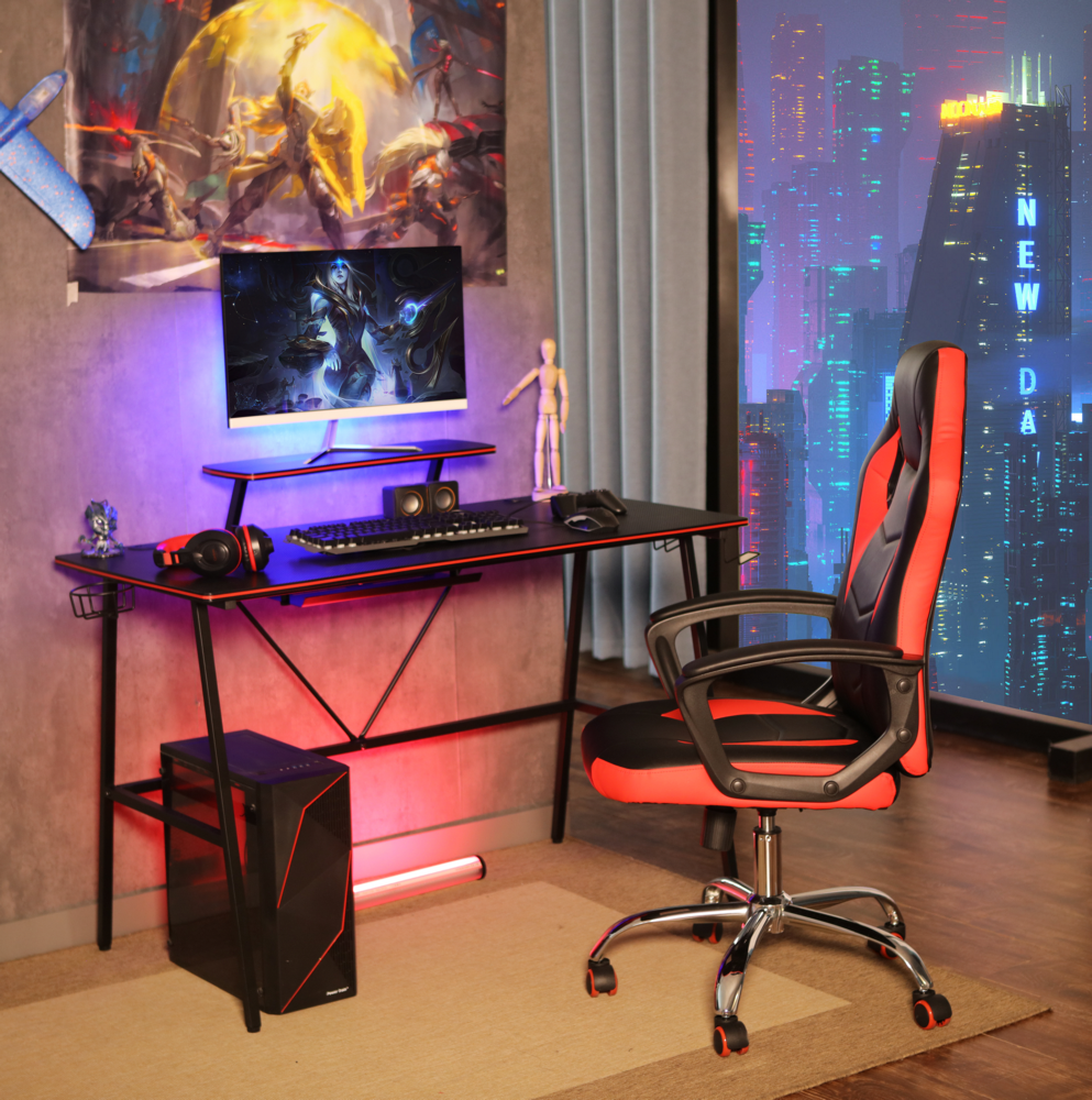 Happy Home Happy Home gepolsterter & ergonomischer Gamingsessel schwarz & rot