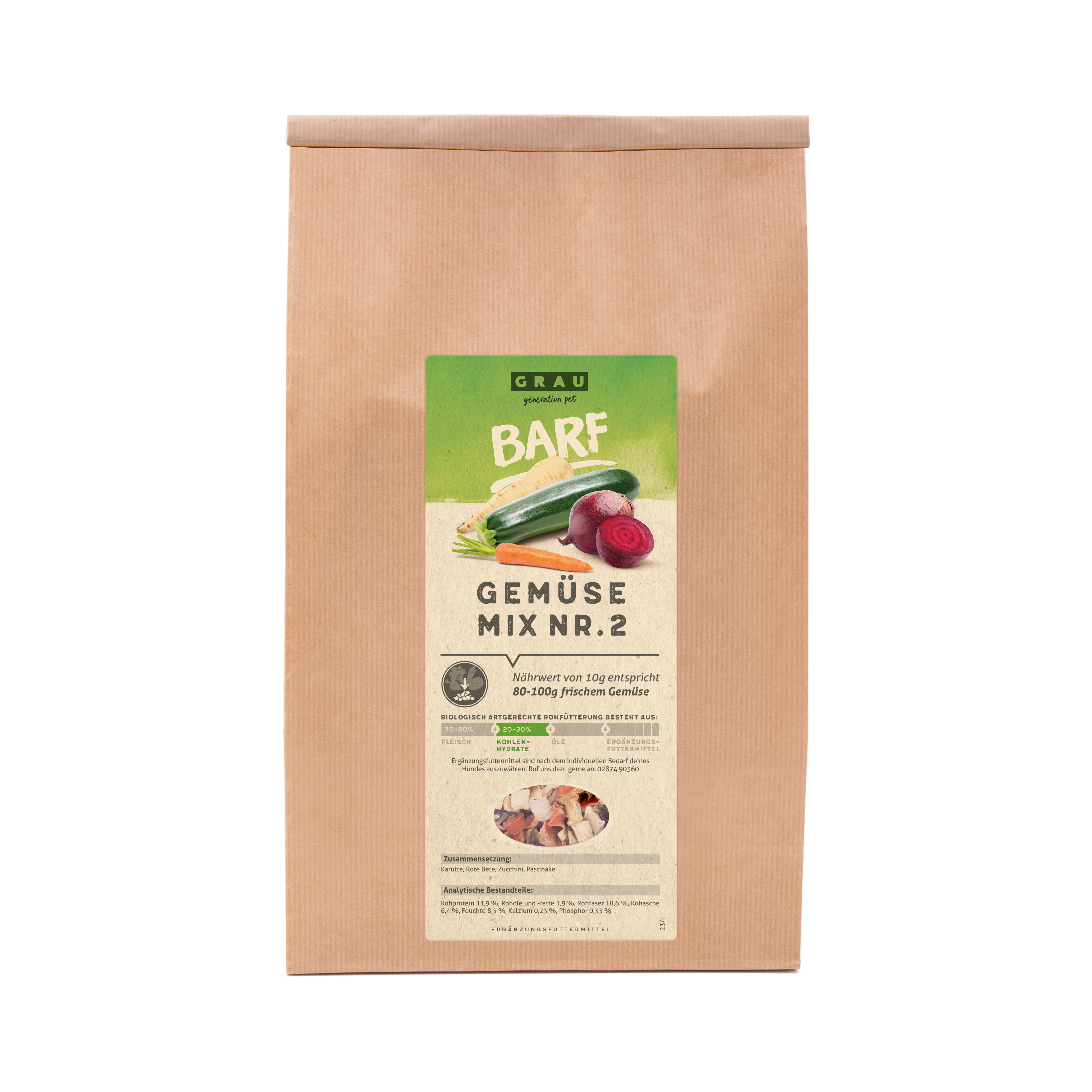 GRAU BARF/ Frostfutter GRAU Gemüsemix Mischung Nr. 2 1,2 kg
