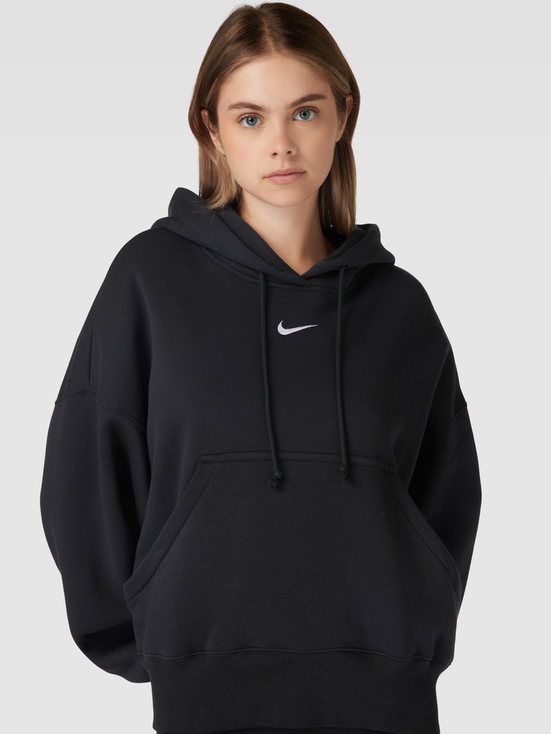 Hoodie mit Label-Print in schwarz