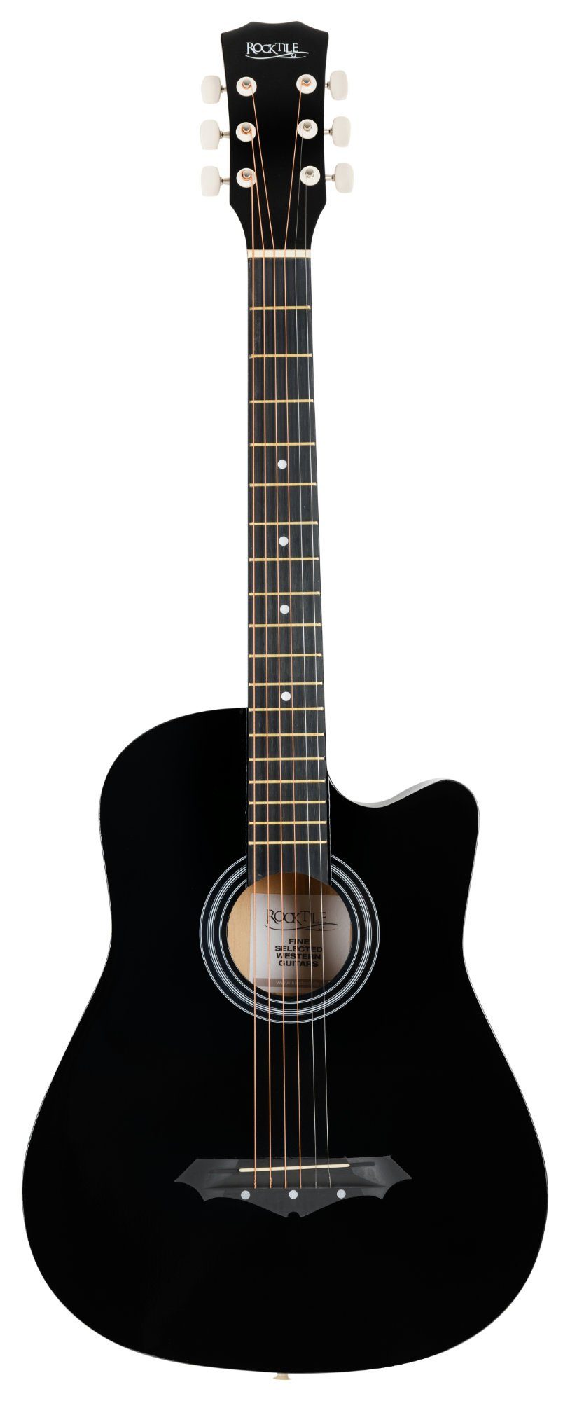 Rocktile Westerngitarre WSD-5C Slim Line Westerngitarren Set - Dreadnought Akustik Gitarre, Set inkl. Tasche, Ersatzsaiten, Gurt und Plektren