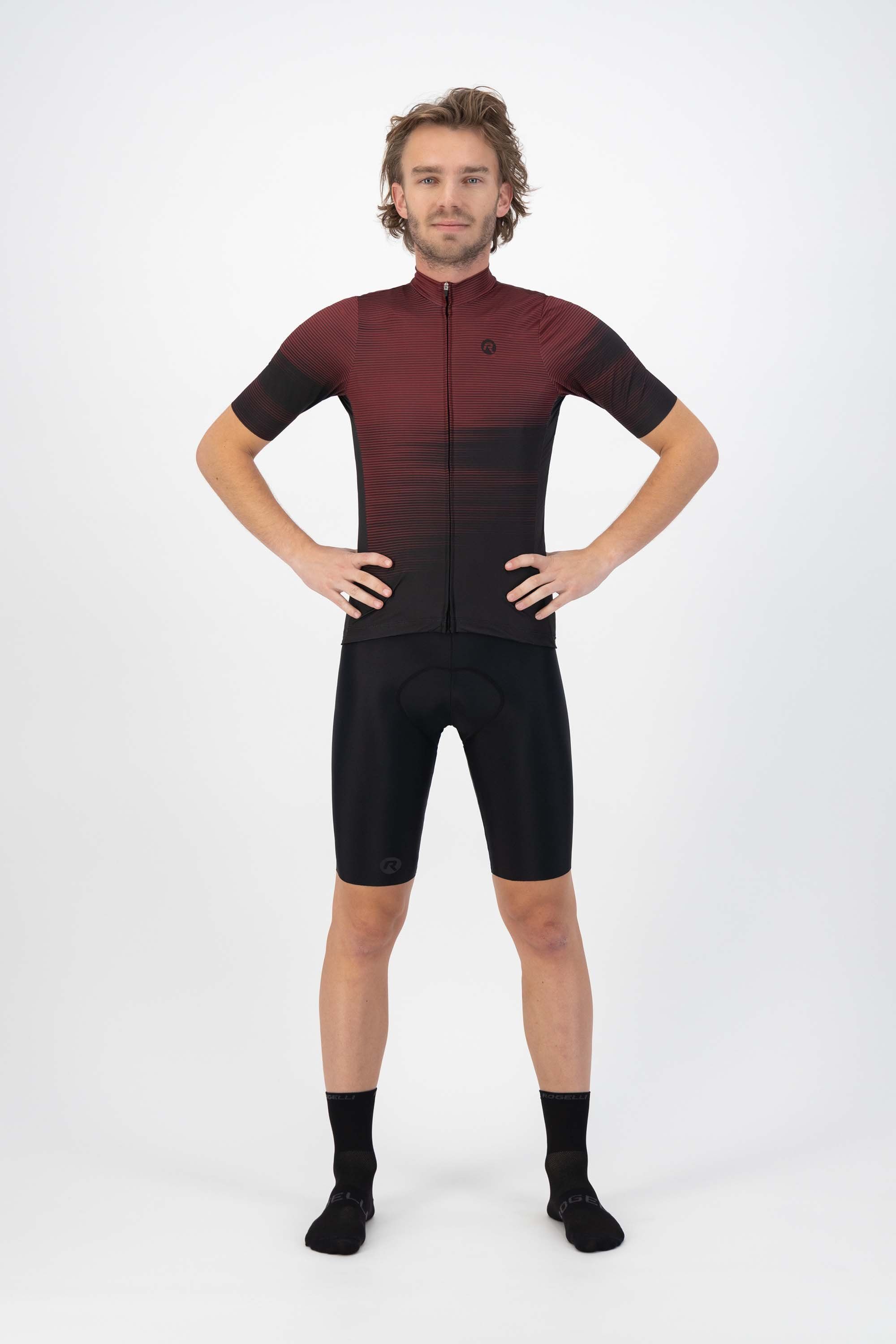 Rogelli Glitch Schwarz/Bordeaux Herren Radtrikot Kurzarm