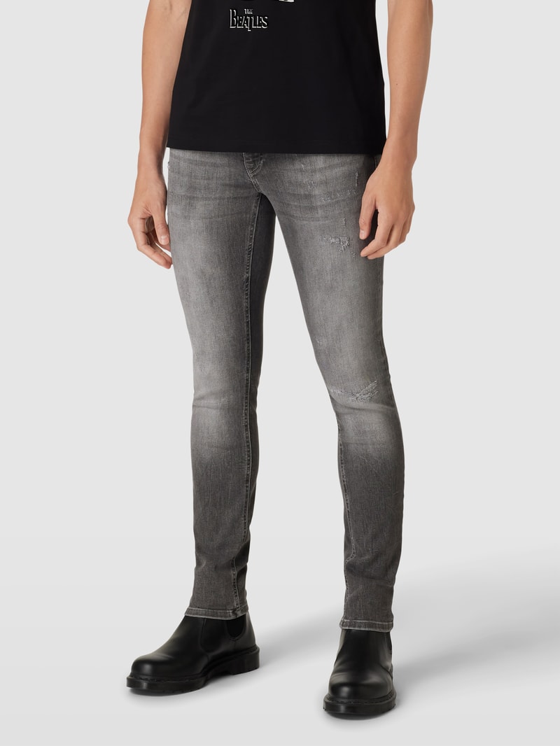 Jeans im Used-Look in schwarz